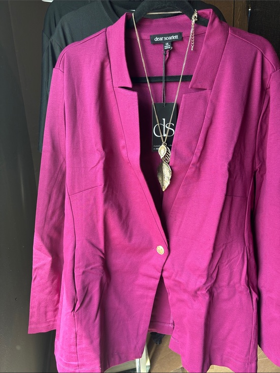 Dear Scarlett Jackets & Blazers - Scarlett Fuchsia Open-Front Blazer Jacket